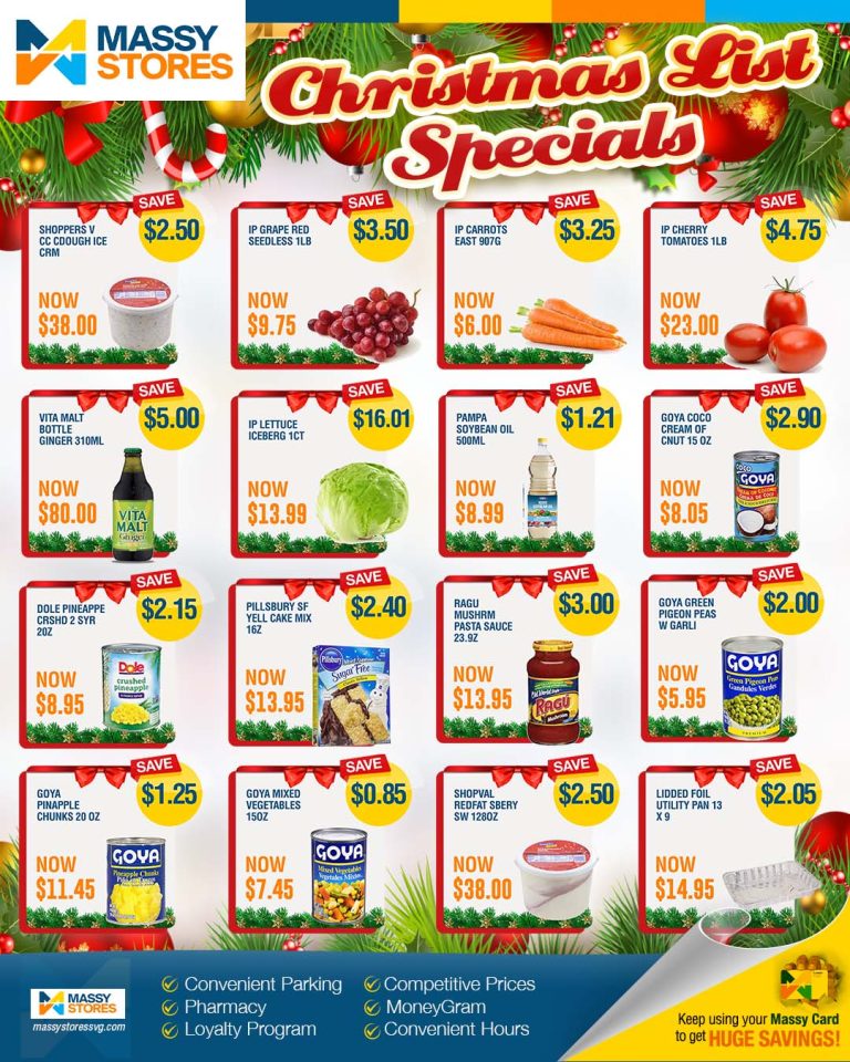 Christmas List Specials Massy Stores SVG